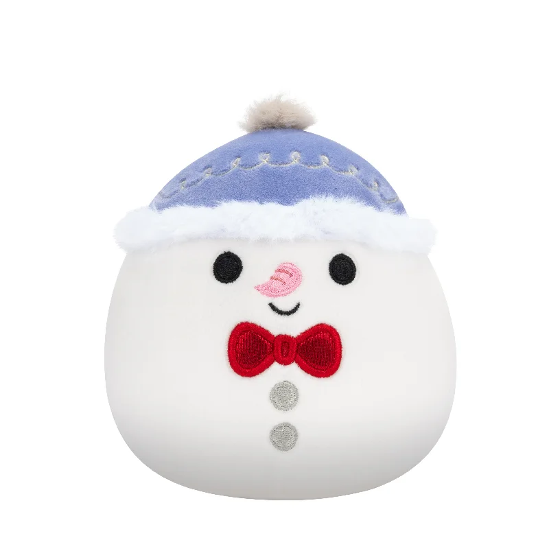 Christmas Squishmallow Manny the Snowman with Pastel Muted Purple Hat and Bowtie 5" Stuffed Plush by Jazwares