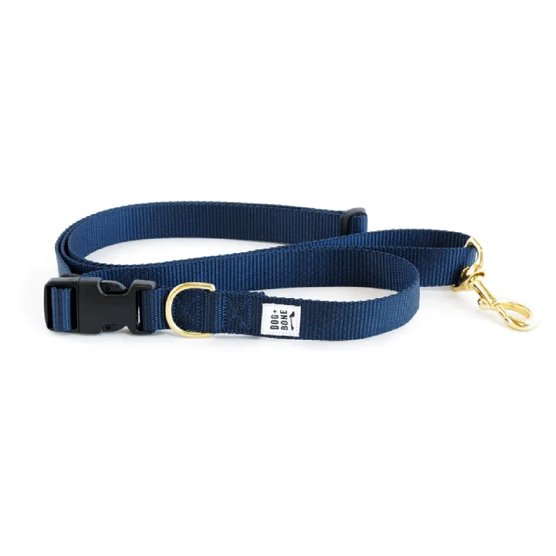 Dog+Bone Adjustable Leash 3-6ft, Hand Held/ Hands Free, Navy