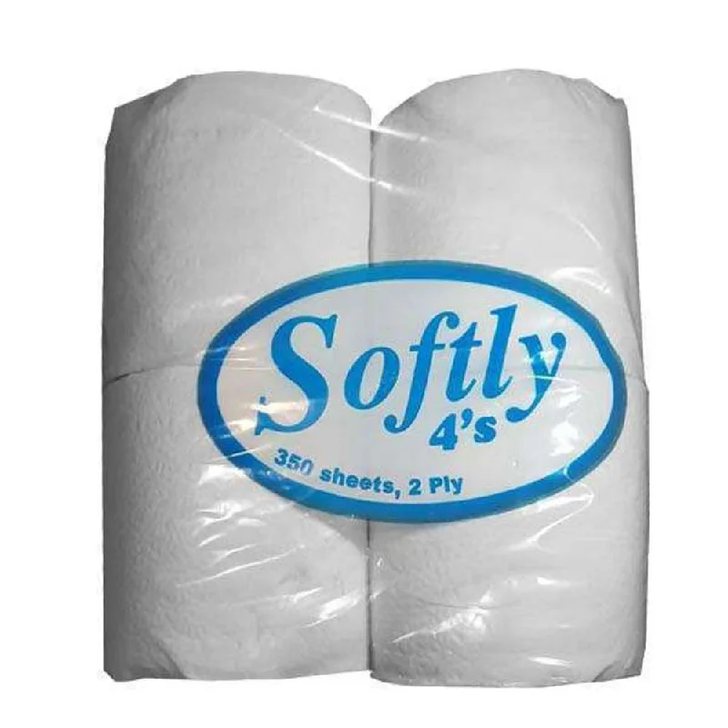 Softly Toilet Paper 350 Sheets 2-Ply 4 Roll Pack