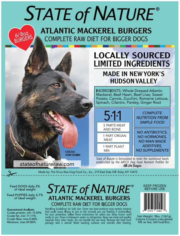 State of Nature Frozen Raw Mackerel for Dogs