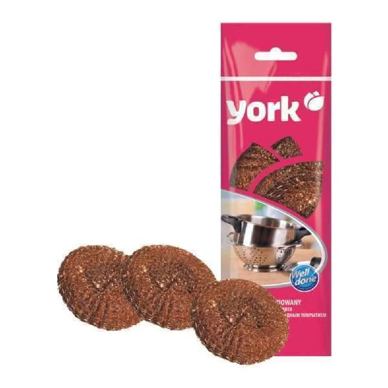 York Copperised Mesh Scrubber 3pc