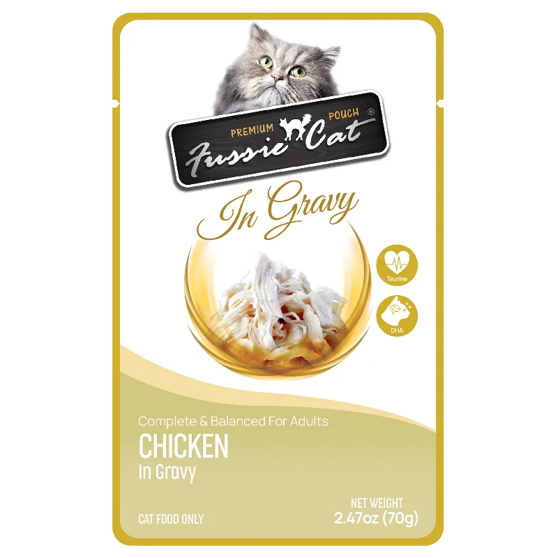 Fussie Cat Wet Cat Food Grain Free Premium Chicken Formula in Gravy 2.47oz Pouch Single