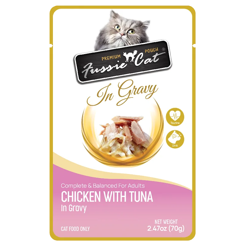 Fussie Cat Wet Cat Food Grain Free Premium Chicken with Tuna Formula in Gravy 2.47oz Pouch Single