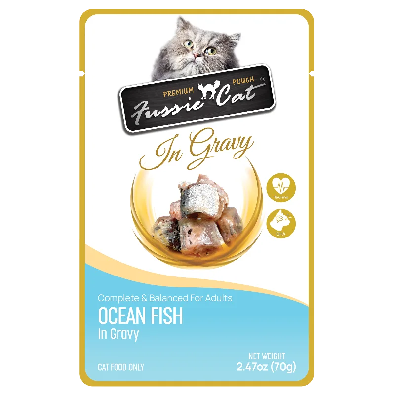 Fussie Cat Wet Cat Food Grain Free Premium Oceanfish Formula in Gravy 2.47oz Pouch Single