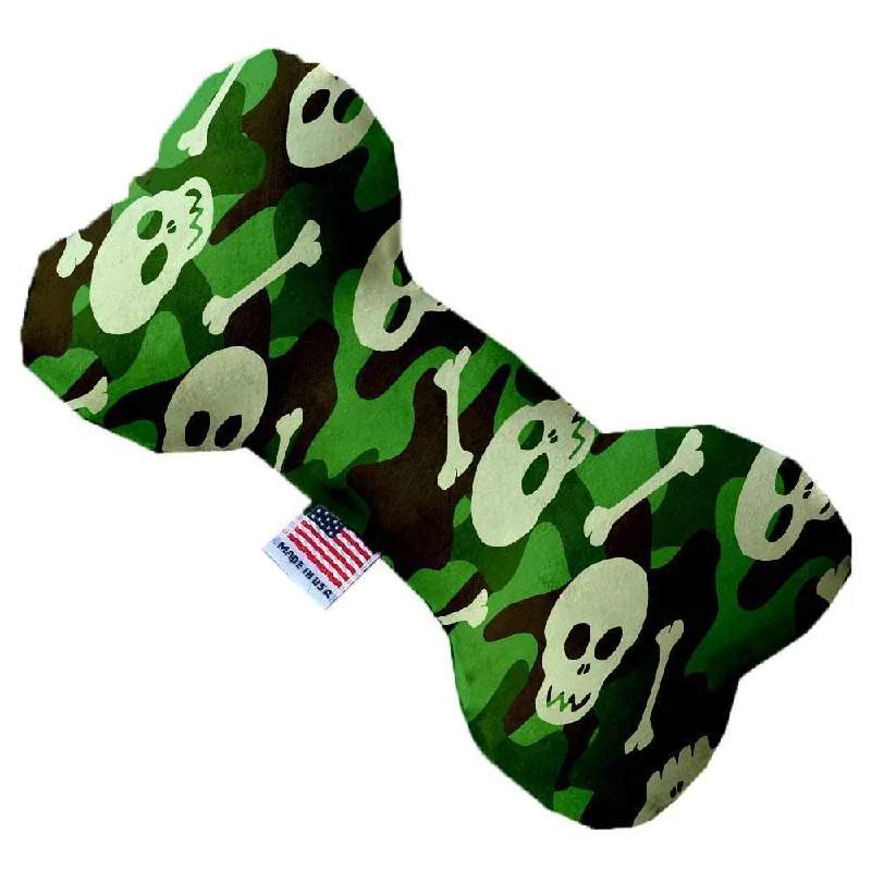 Plush Bone Dog Toy Stuffing Free Green Camo Skulls