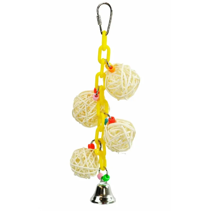 A & E Cages 4 Vine Balls on Chain with Bell Bird Toy