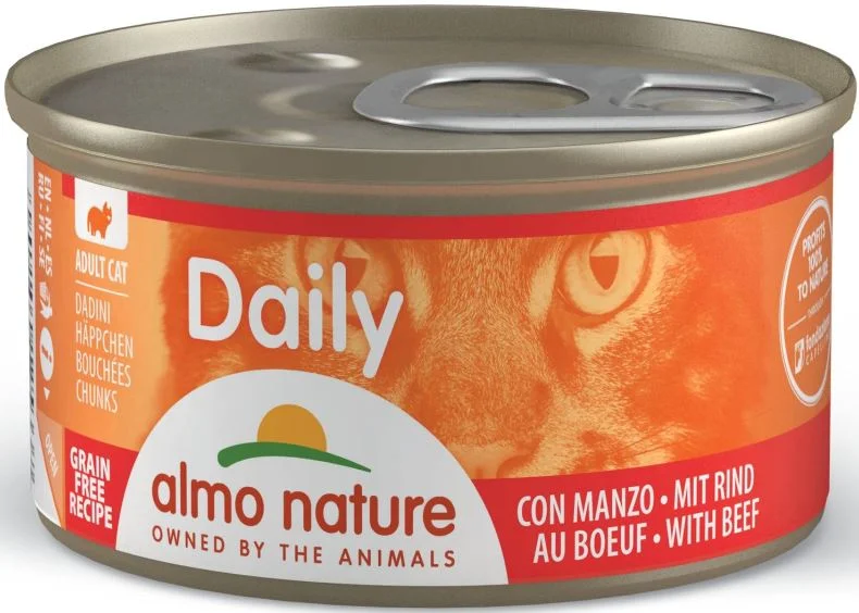 ALMO NATURE DAILY Chunks Conservă pentru pisici, cu vită 85g