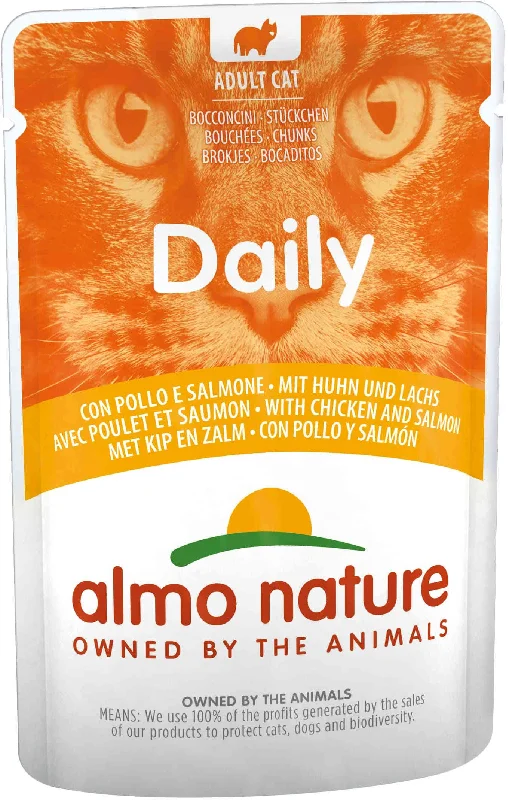 ALMO NATURE DAILY Plic pentru pisici, cu pui şi somon 70g