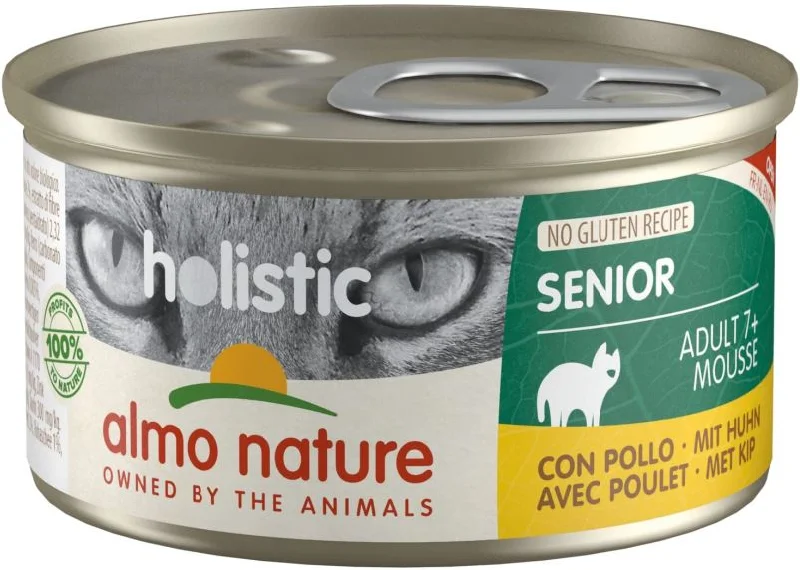 ALMO NATURE HOLISTIC Conservă pentru pisici SENIOR, cu pui 85g