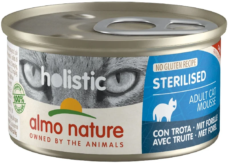 ALMO NATURE HOLISTIC Conservă pentru pisici sterilizate, cu păstrăv 85g