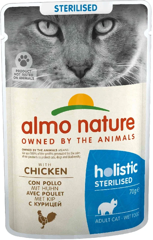 ALMO NATURE HOLISTIC Plic pentru pisici sterilizate, cu pui 70g