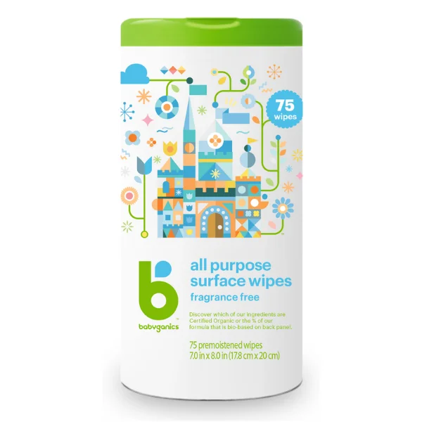 Babyganics All Purpose Wipes, Fragrance Free - 75 sheets x 2 Bundle