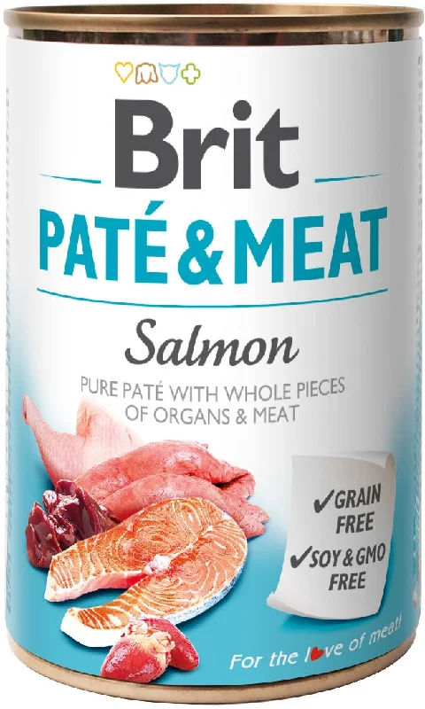 BRIT Pat & Meat, losos, pašeta i komadići mesa, bez žitarica, 400g