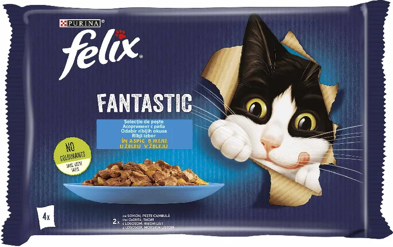 FELIX Fantastic, s lososom u želeu i morskim listom, 4x85g