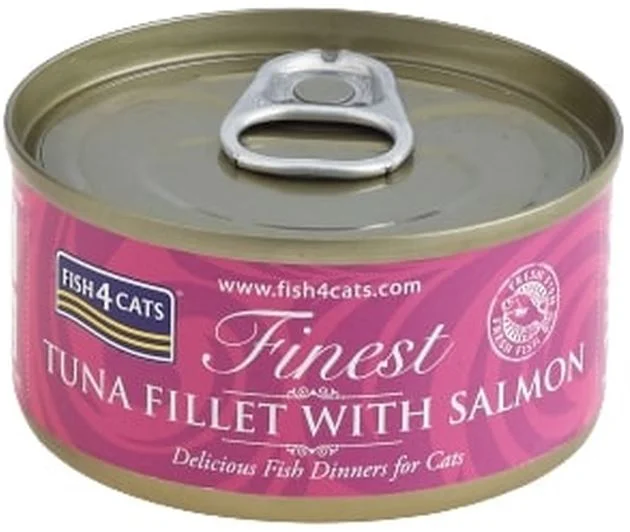 FISH4CATS Finest Conservă pentru pisici, cu file de Ton şi Somon 70g