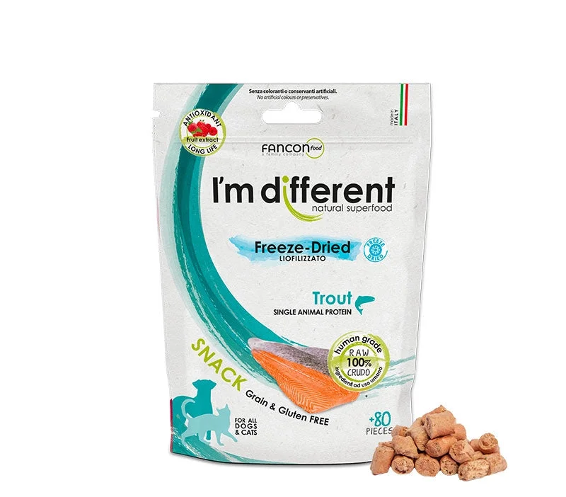 I'M DIFFERENT Freeze Dried, monoprotein pastrva, poslastica bez žitarica, 40g