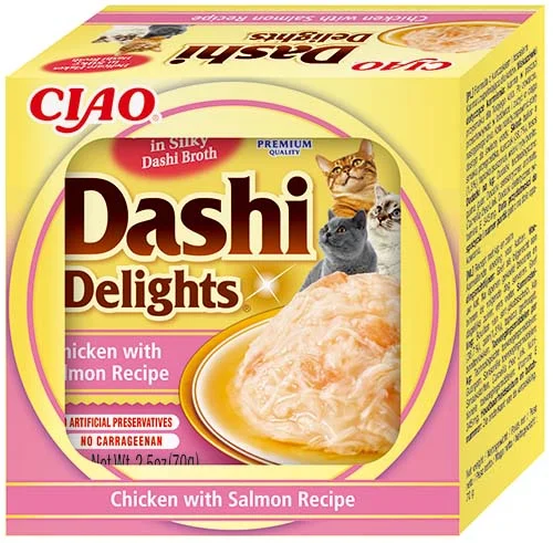 INABA CIAO Dashi Delights Bol pentru pisici, cu Pui şi Somon 70g