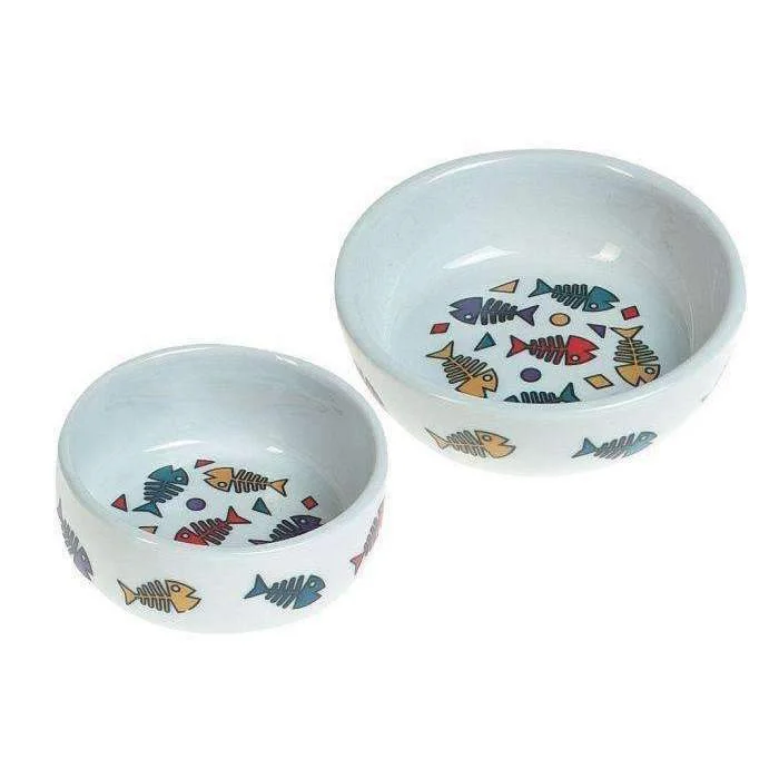 Karlie Cats Feeding Bowl Porcelain Color 'Fish', 13cm