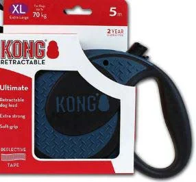 KONG Lesă retractabilă Ultimate, cu bandă, XL, 5m/până la 70kg, Albastru