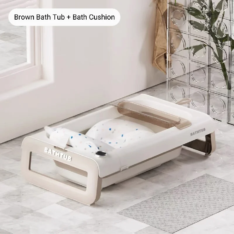 Lucky Baby Foldable Bath Tub with Thermometer, Bath Cushion