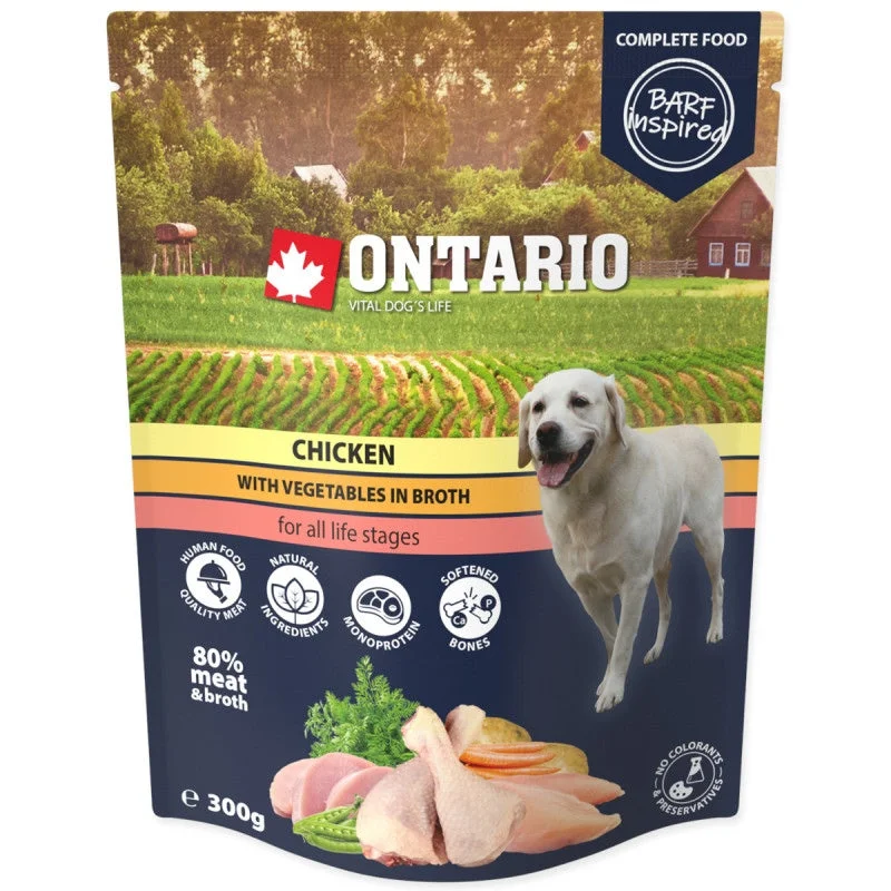 ONTARIO Dog MONO, vrećica, piletina s povrćem, u temeljcu, 300g