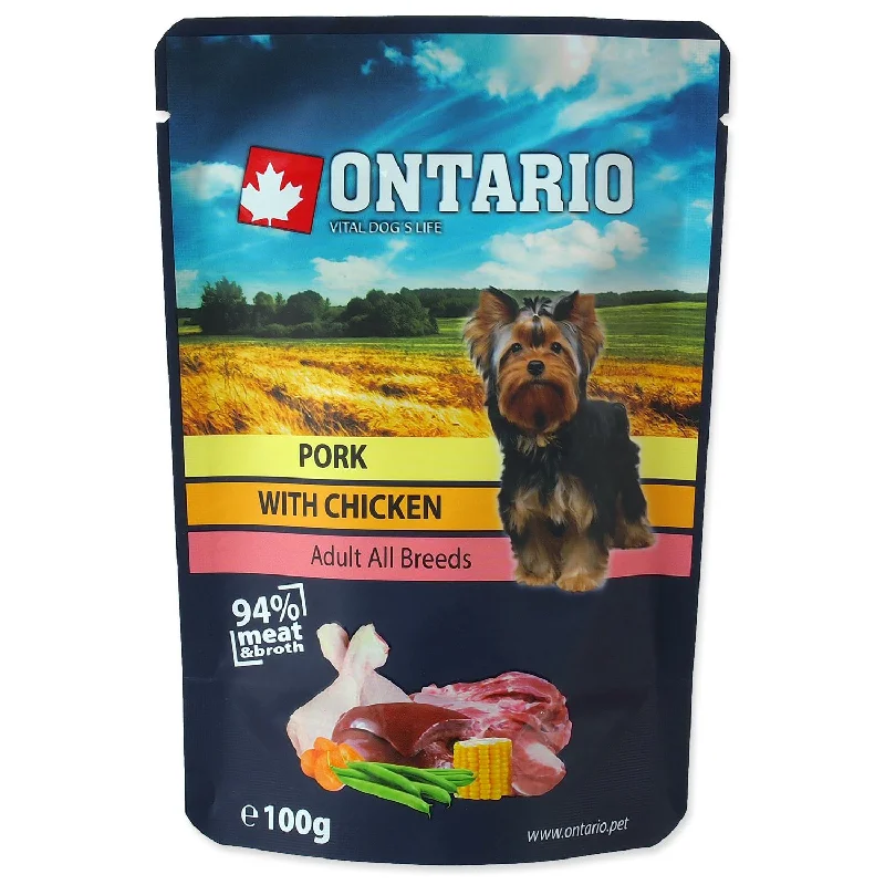 ONTARIO Dog, vrećica, piletina sa svinjetinom i pilećom jetrom, u temeljcu, 100g