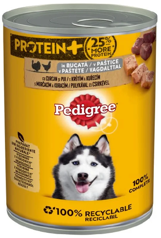 PEDIGREE Conservă pentru câini Adult, cu Pui şi Curcan 800g