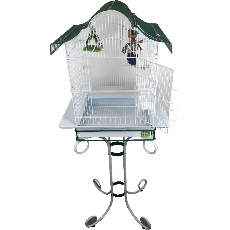 Pitch Roof Bird Cage With Stand 16"X14"58"