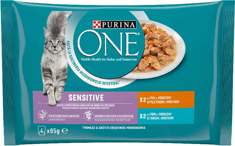 PURINA ONE Hrană umedă pentru pisici Adulte, Mini Fileuri In Sos, Pui si Ton 85g