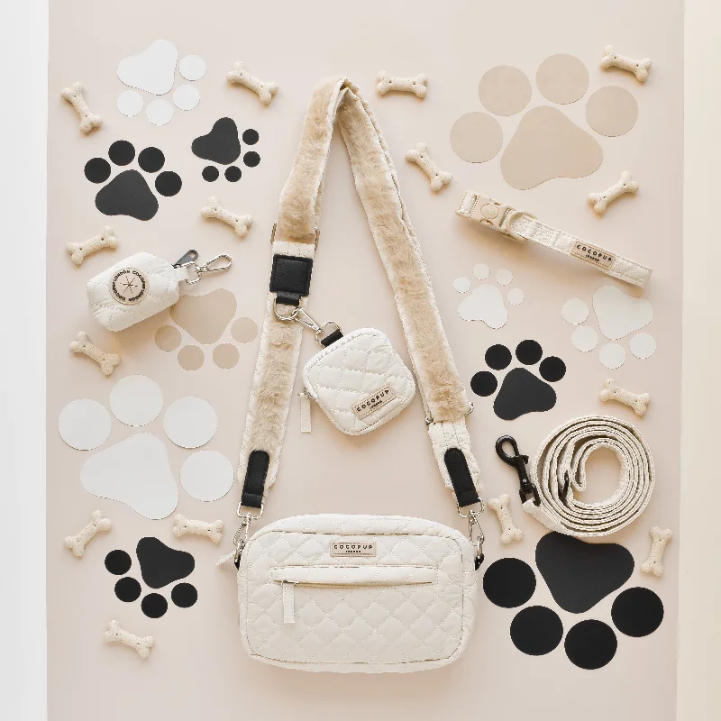 Dog Walking Bag Bundle - Cream Quilted