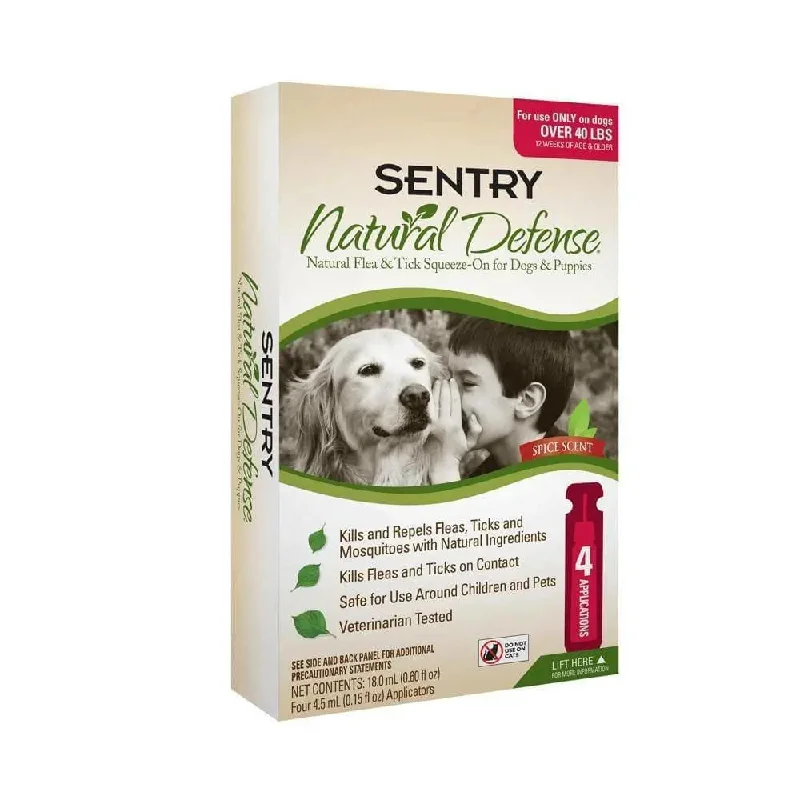 Sentry® Natural Defense Squeeze-On for Dog & Puppies 40 Lbs Over X 4 Count