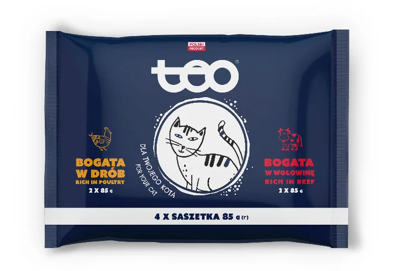 TEO Cat multipak, 2x s piletinom 2x s govedinom, 4x85g