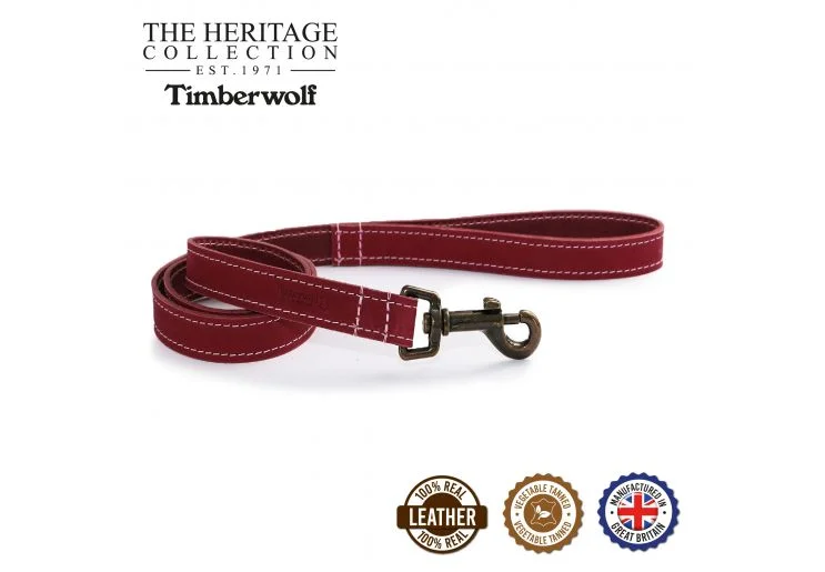 Ancol - Timberwolf Leather Lead - Raspberry - 1mx19mm