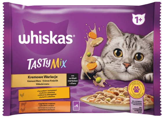 WHISKAS Tasty Mix Creamy Creation plicuri hrană umedă pisici Adulte 4x85g